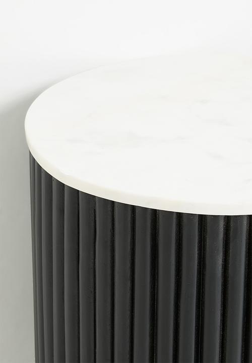 Sixth Floor - Shreya mango wood & marble side table-black
