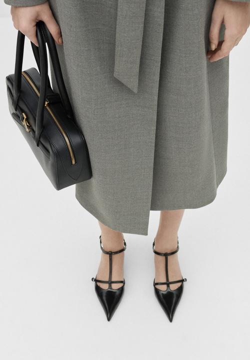 MANGO - Bebi leather heel - black