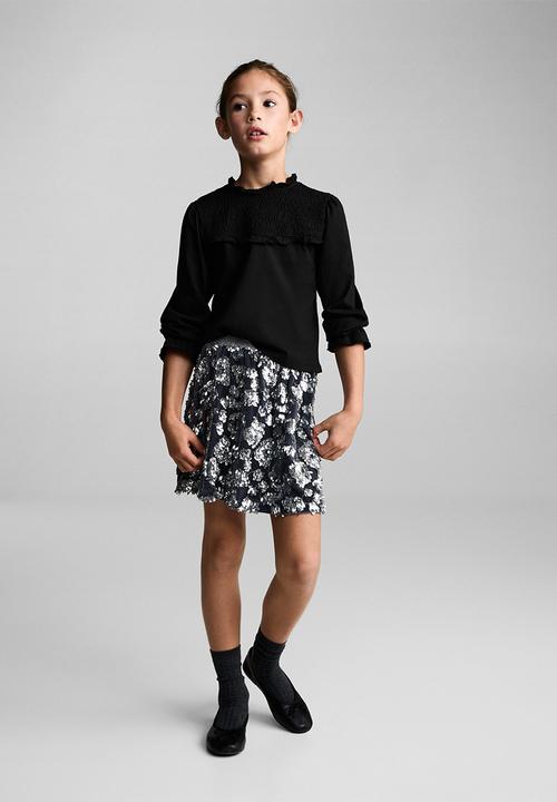 MANGO - T-shirt mixi - black