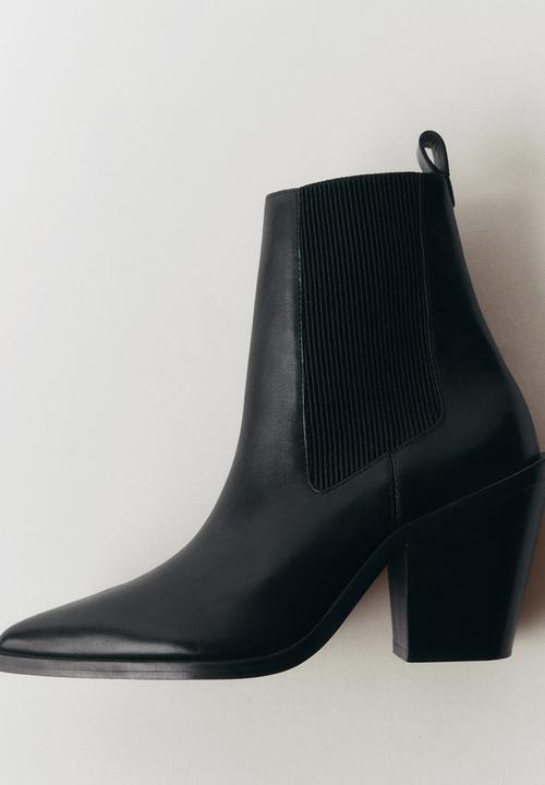 MANGO - Tex leather boot - black
