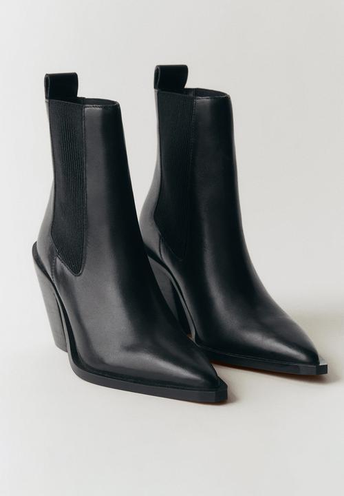 MANGO - Tex leather boot - black