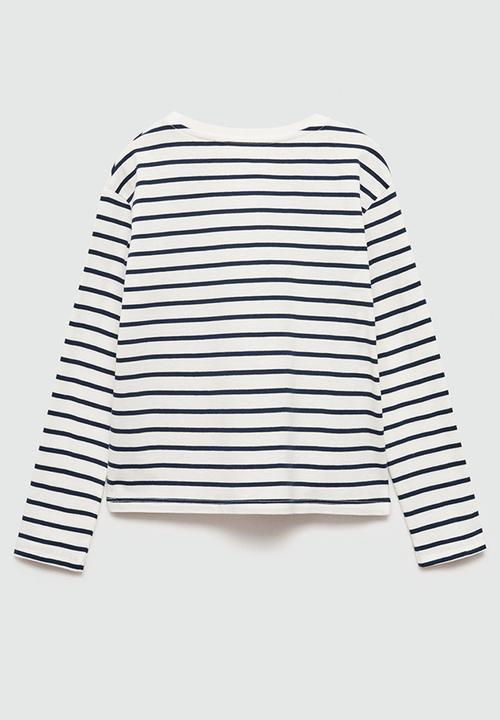 MANGO - T-shirt stripes - navy
