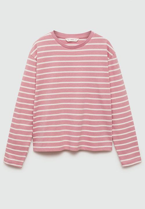 MANGO - T-shirt stripes - pink