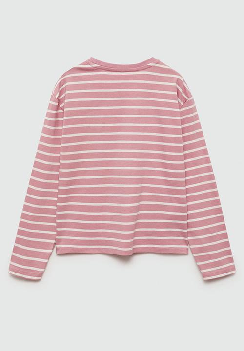 MANGO - T-shirt stripes - pink