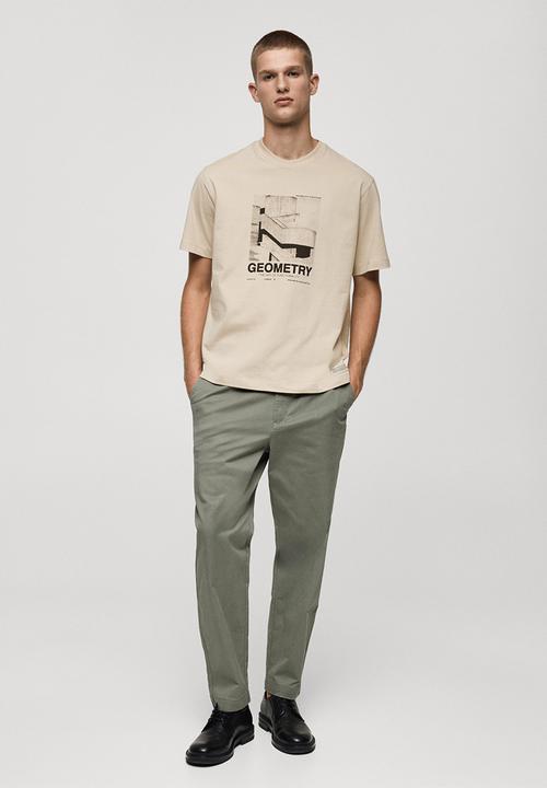 MANGO - T-shirt brutart - light beige