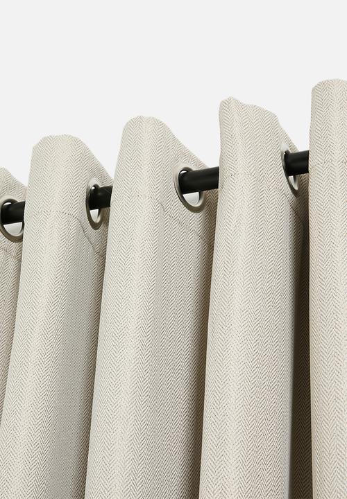 Sixth Floor - Herringbone Eyelet Curtain Lined - Stone