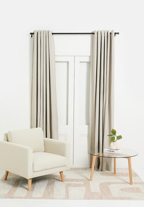 Sixth Floor - Herringbone Eyelet Curtain Lined - Stone