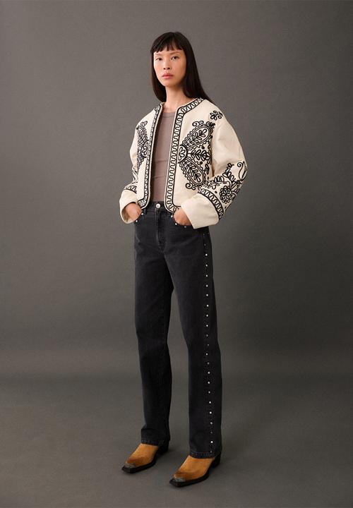 MANGO - Jacket Folk -  Light Beige