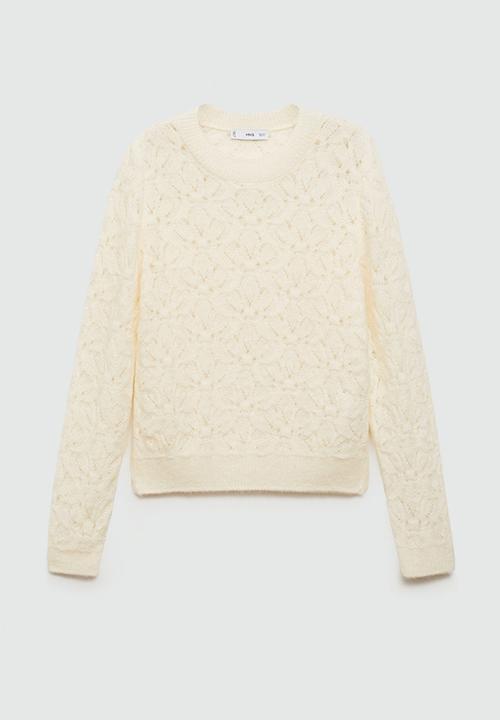 MANGO - Sweater Florcita -  Light Beige
