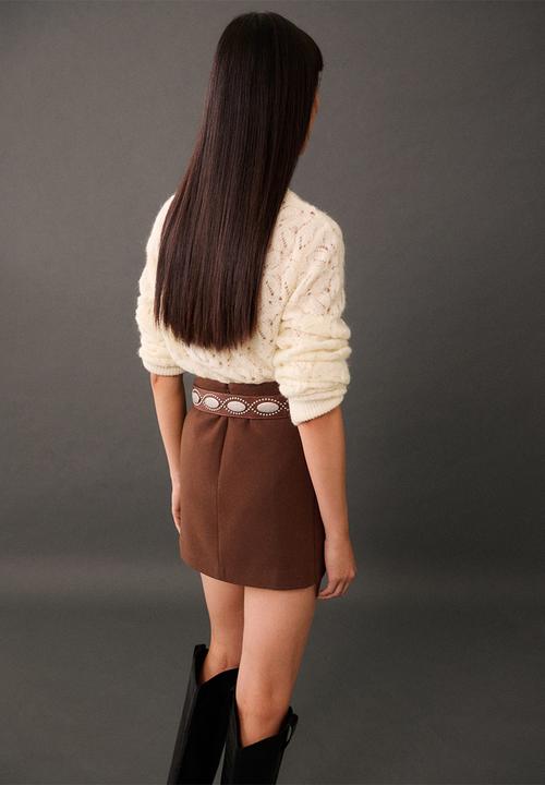MANGO - Sweater Florcita -  Light Beige