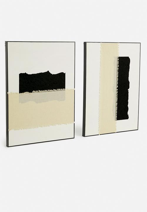 Sixth Floor - Khari Framed Wall Art Set - Black & Natural
