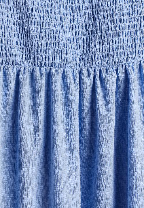 H&M - Tie-strap smocked dress - light blue 