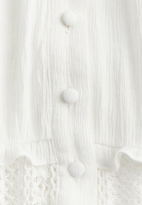 H&M - Lace-inset crêpe maxi dress - cream 