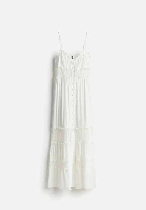 H&M - Lace-inset crêpe maxi dress - cream 
