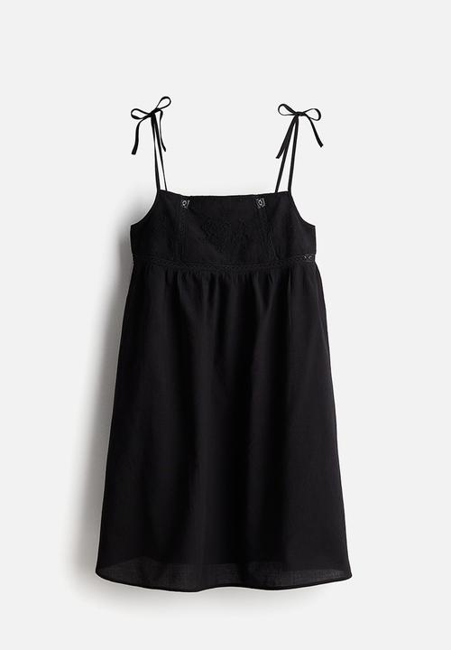 Embroidered a-line dress - black - 1216623001