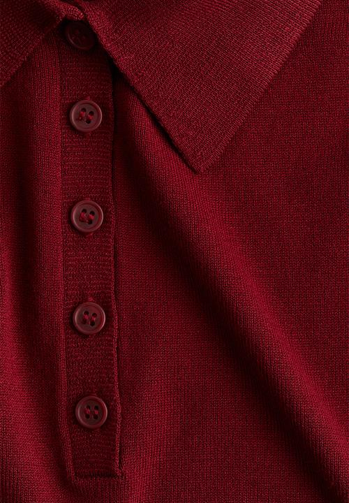 H&M - Fine-knit polo shirt - red