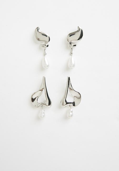 Superbalist - Jill faux pearl earring pack - silver