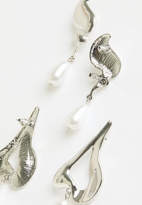 Superbalist - Jill faux pearl earring pack - silver
