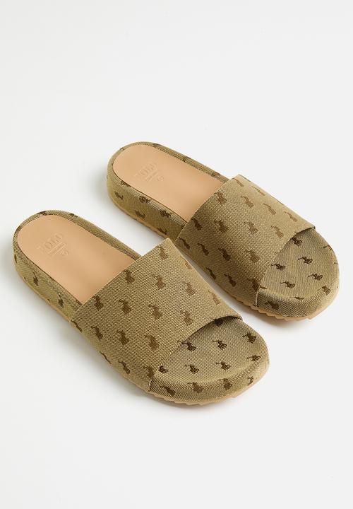 POLO - Jacquard pony pool slide - stone