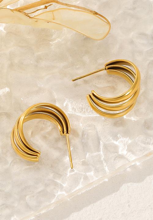 Zoe on Trend - Triple twisted hoop earring - gold