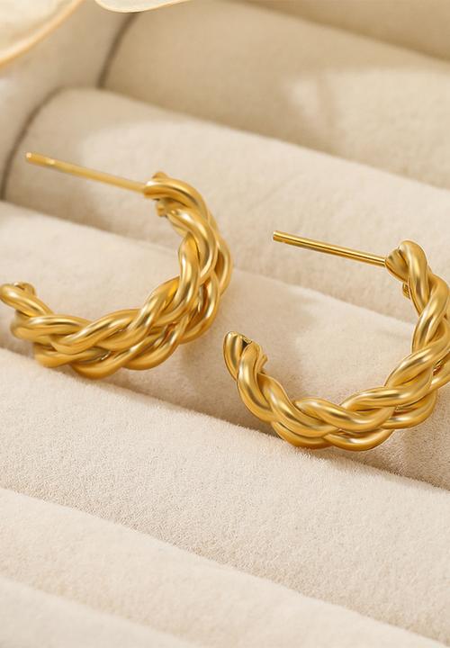 Zoe on Trend - Twisted rope hoop earring - gold