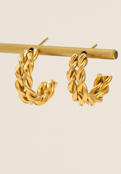 Zoe on Trend - Twisted rope hoop earring - gold