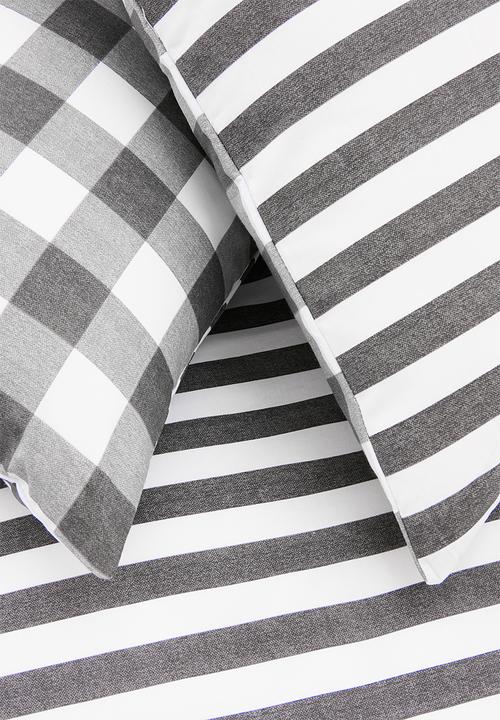 Sixth Floor - Gingham Check Cotton Blend Duvet Set - charcoal