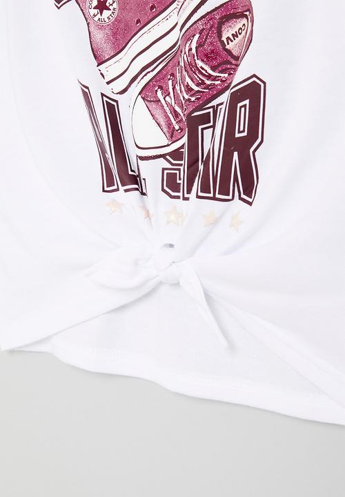 Converse - Cnvg tie front gfx boxy T-shirt - white