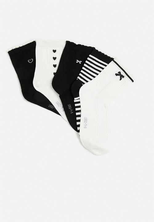Pop Candy - 5 Pack sock set - black & white