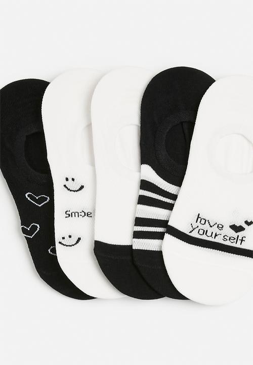 Pop Candy - 5 Pack ankle socks - black & white