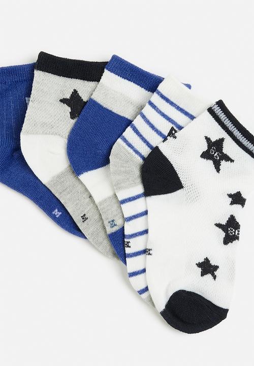 Pop Candy - 5 Pack striped sock set-black & white