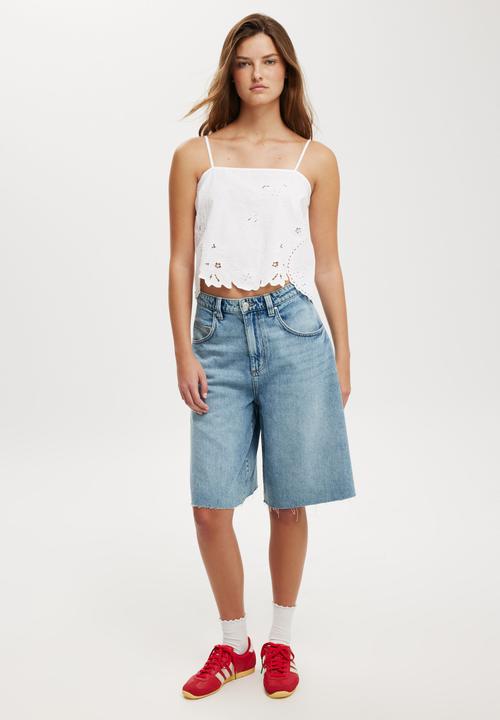 Cotton On - Cutwork Open Back Cami - White