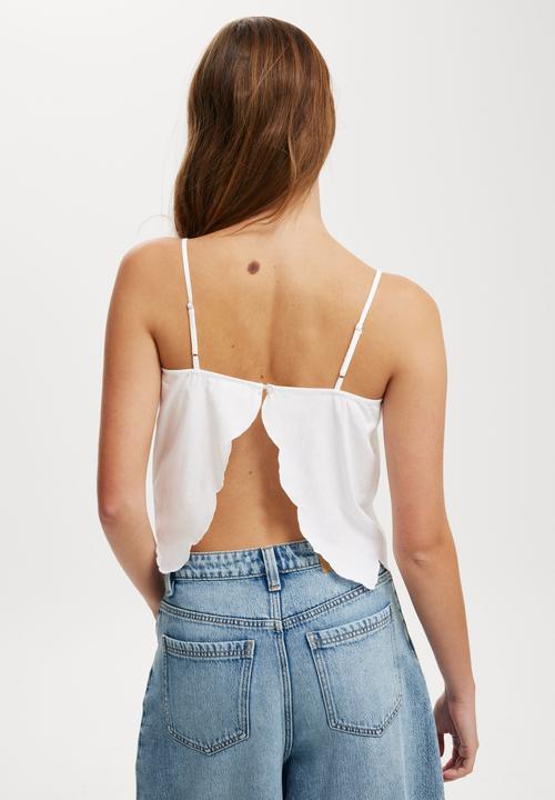 Cotton On - Cutwork Open Back Cami - White
