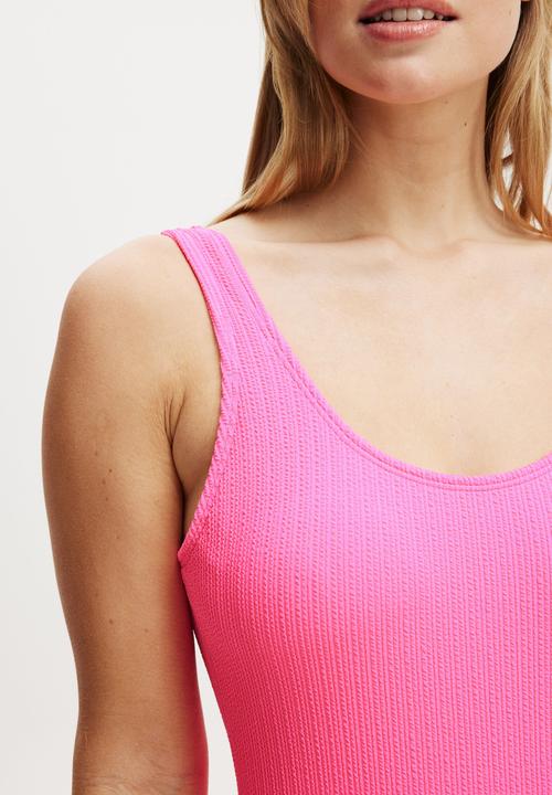 Cotton On - Scoop Back One Piece Cheeky-Party Pink Crinkle