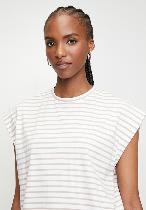 Superbalist - Button detail back tee - white & stone