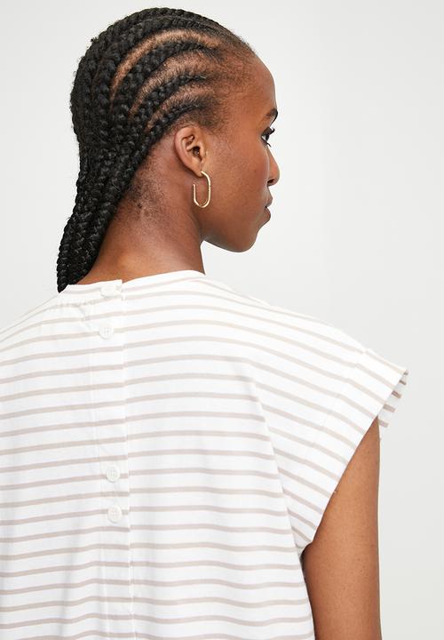 Superbalist - Button detail back tee - white & stone