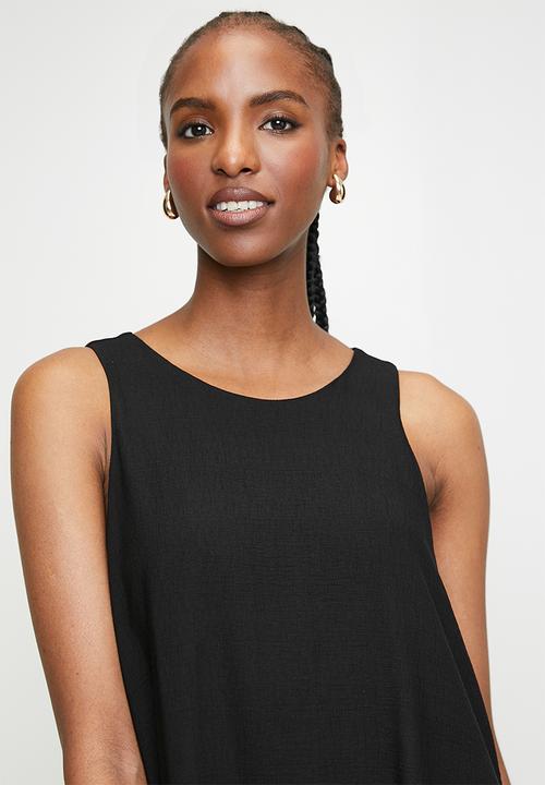 edit - Halter Trapeze Maxi Dress with Pocket-Black