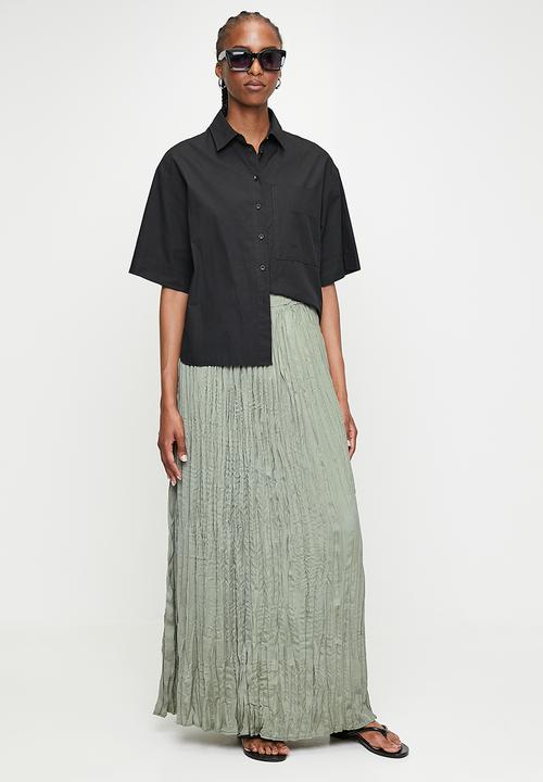 edit - Textured a-line skirt - green