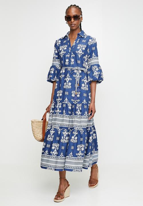 Pringle of Scotland - Pringle mya maxi tiered dress - blue