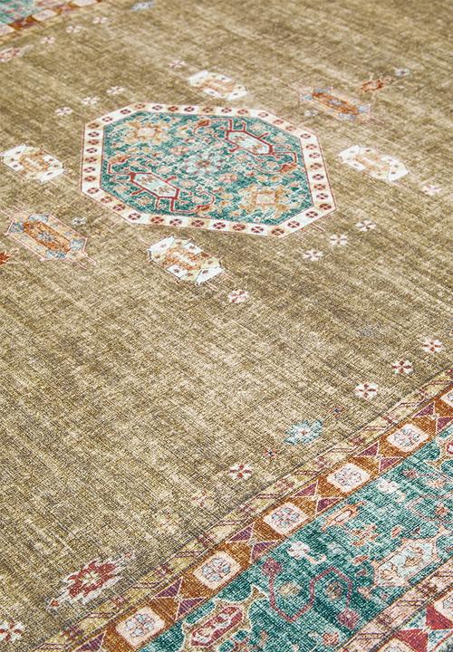 Sixth Floor - Ezra printed runner - Antique  Chartreuse
