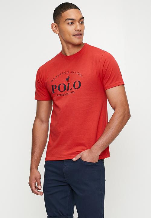 POLO - Mason Heritage Printed Short Sleeve Tee - Red