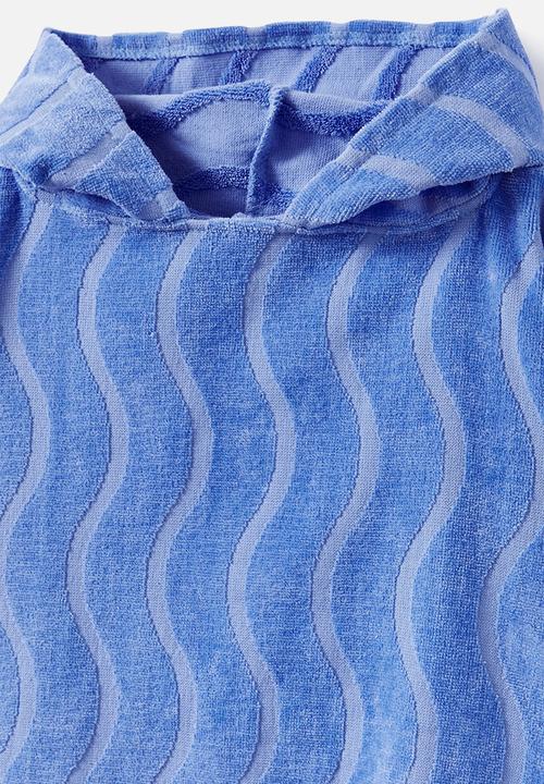 Cotton On - Kids hooded towel - dusk blue/wavy shark