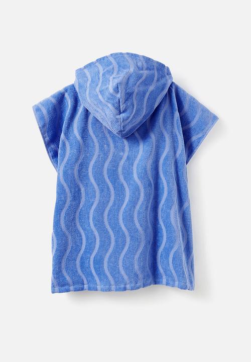 Cotton On - Kids hooded towel - dusk blue/wavy shark