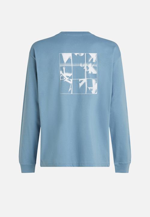 Calvin Klein - Grid Monogram Long Sleeve Tee - Faded Denim