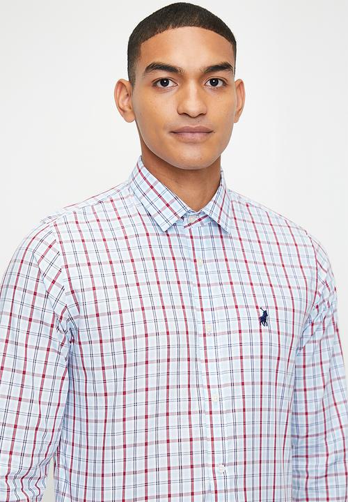 POLO - Jace Long Sleeve Small Check Shirt - Blue