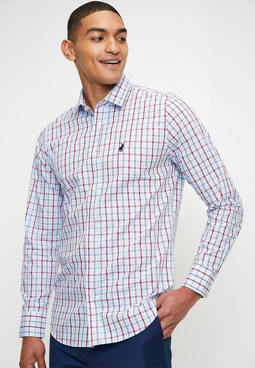 POLO - Jace Long Sleeve Small Check Shirt - Blue