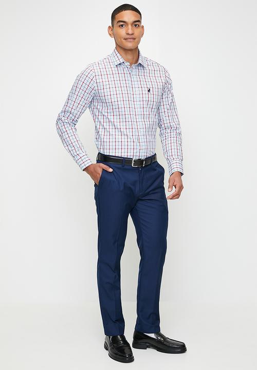POLO - Jace Long Sleeve Small Check Shirt - Blue