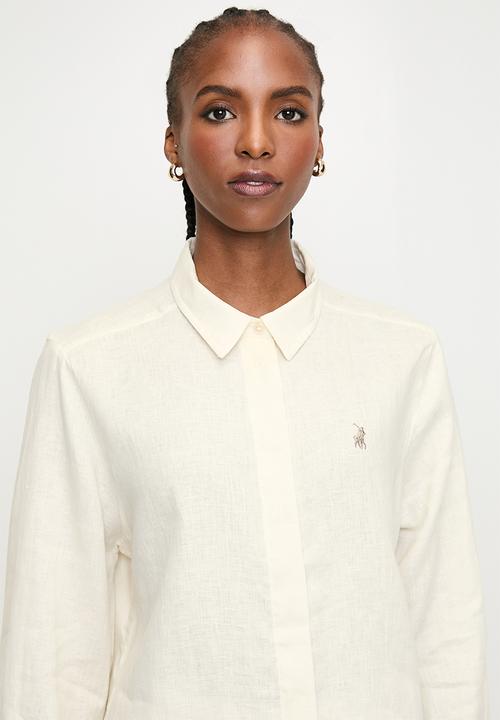 POLO - Wmn Lilian Ls Linen Shirt - Off White