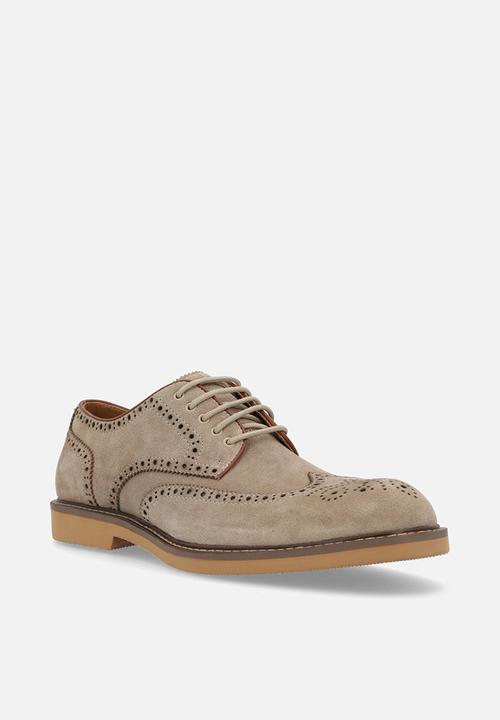 POLO - Contrast brogue wing cap lace up-taupe