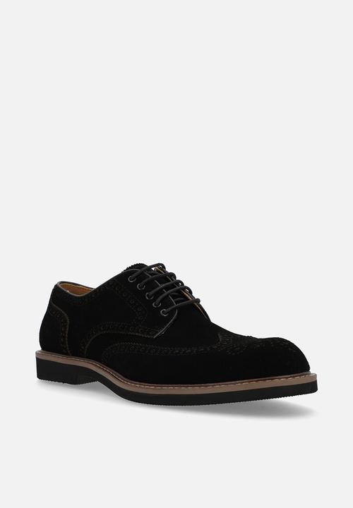 POLO - Contrast brogue wing cap lace up - black